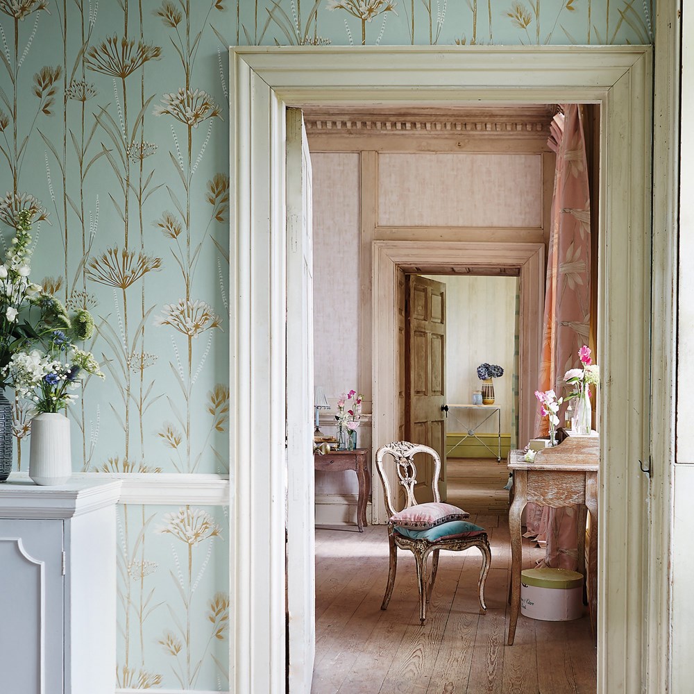 Gardinum Wallpaper 110558 by Harlequin in Seafoam Chalk Gold